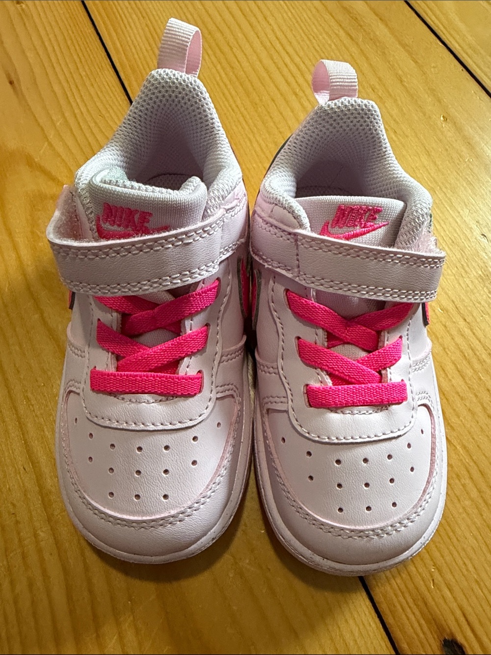 Nike Kids Pink Sneakers with Bright Pink Accents